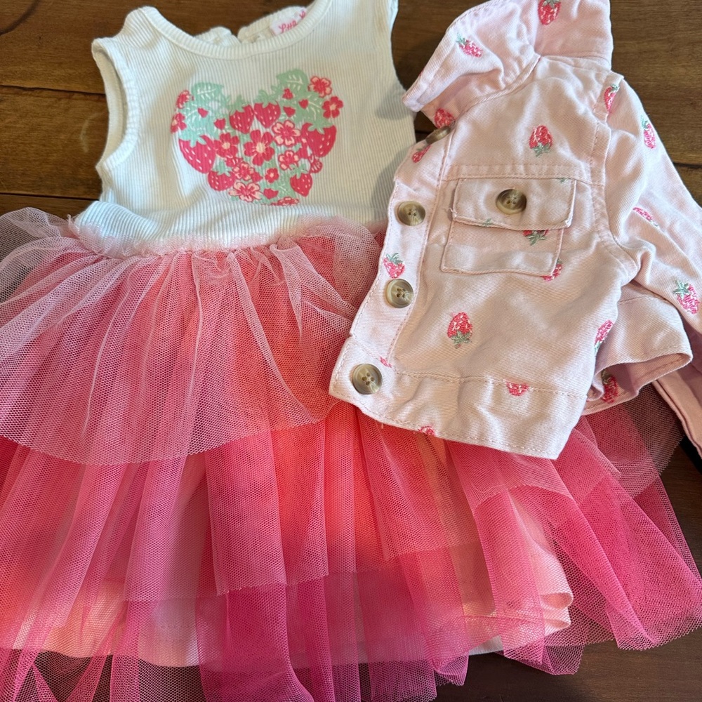 Little Lass Pink Dress with Strawberry Accents 18 month dress